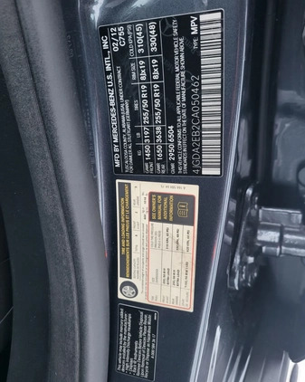 Mercedes-Benz ML cena 93500 przebieg: 53800, rok produkcji 2012 z Blachownia małe 407